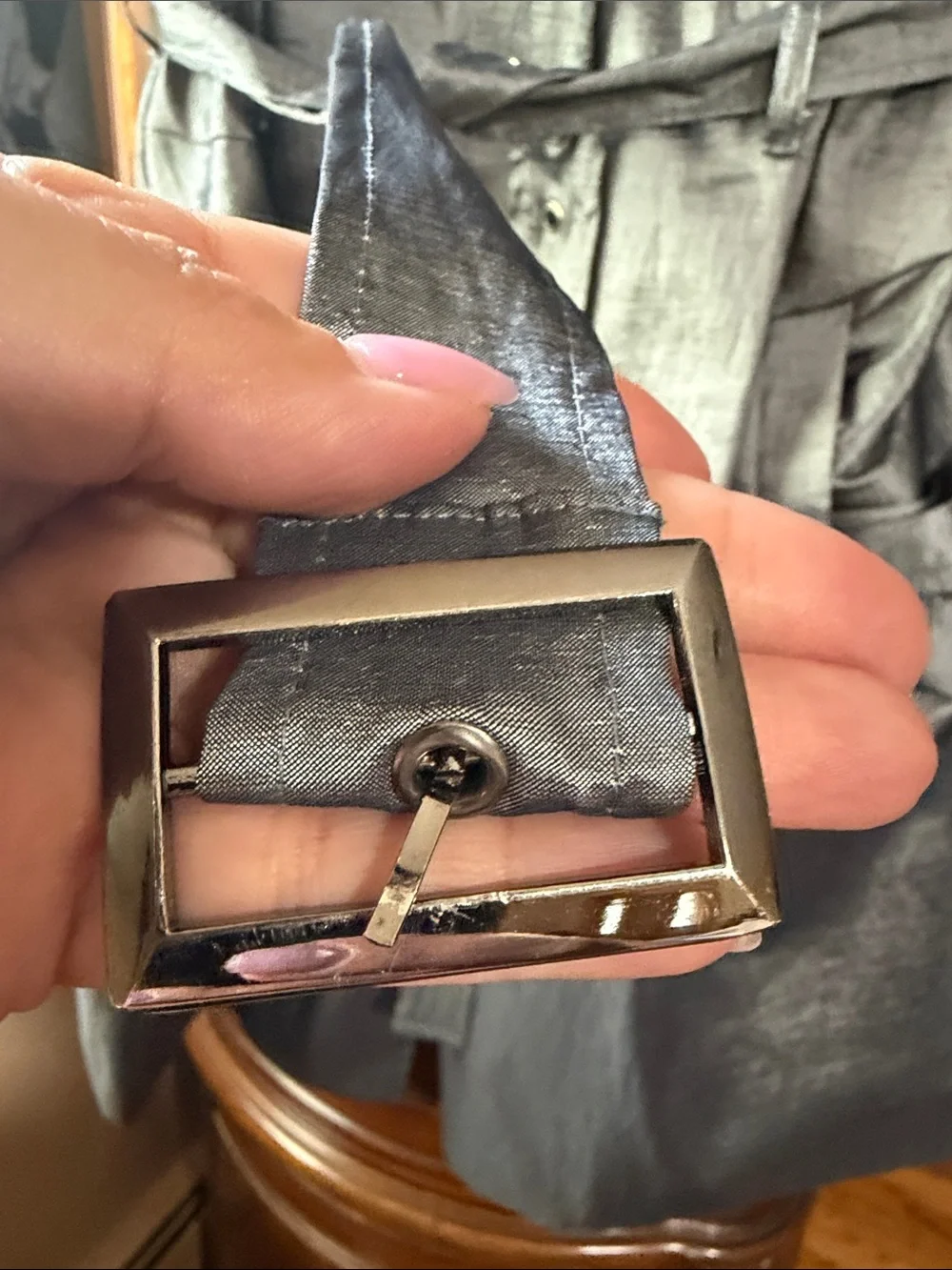 Saks Fifth Avenue Metallic Silver Trench Coat with Belt